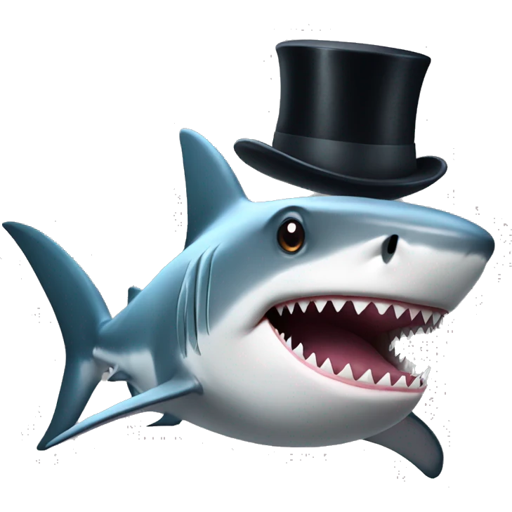 Shark with a top hat emoji