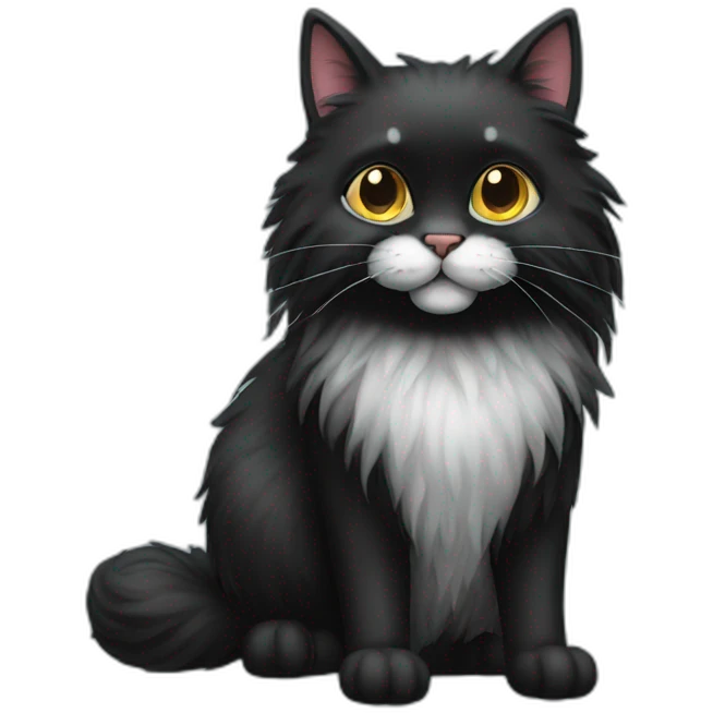 super long fur black cat emoji