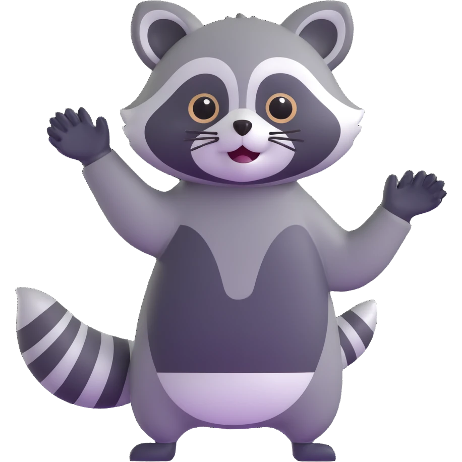 raccoon waving hello emoji