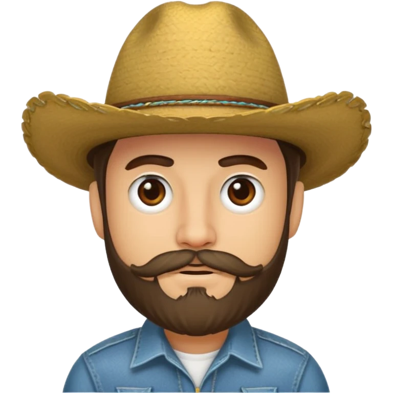 Un muchacho con sombrero vaquero y con barba  emoji