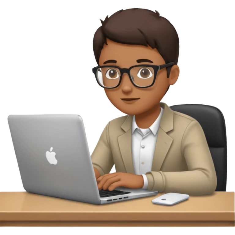 person work on the laptop and sit at the desk emoji