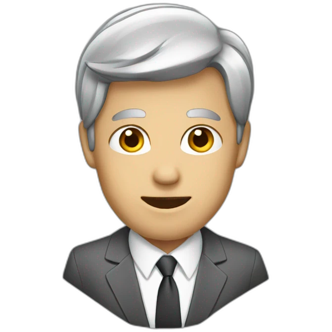 with grey hair in suit public speaking emoji