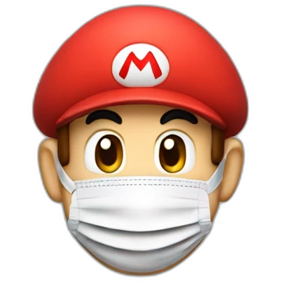 super mario with a covid mask emoji