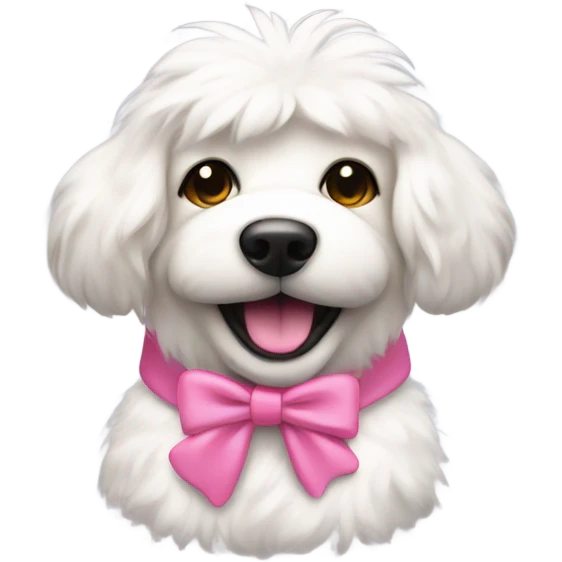Smiley dog whitw pink bow emoji