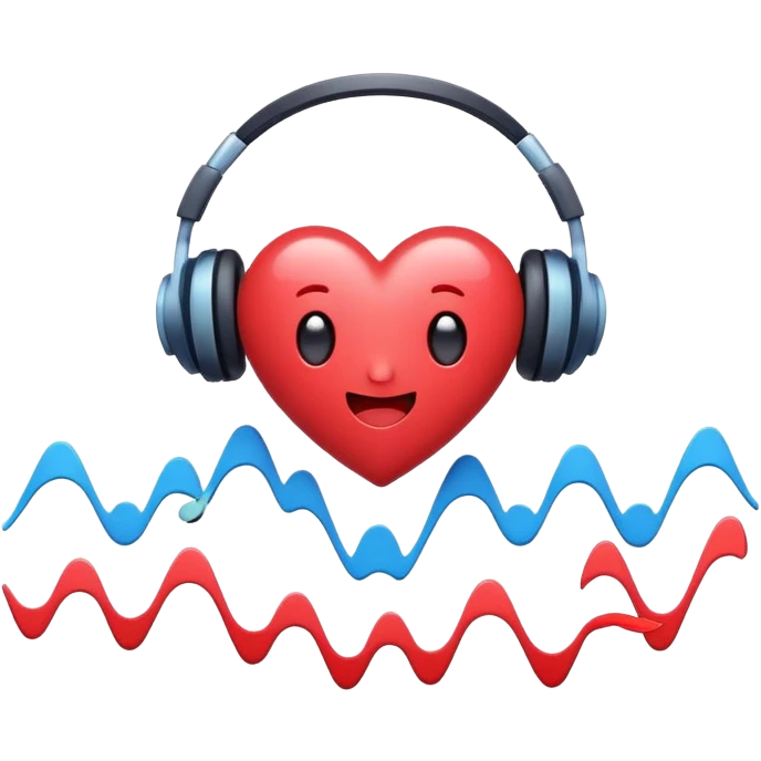 cute sound wave character with heart eyes listening to music emoji