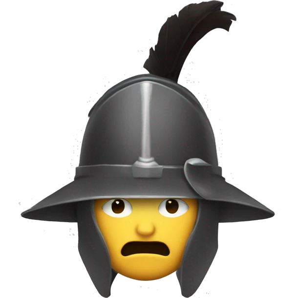 Guy wearing a morion kettle helmet crestfallen emoji