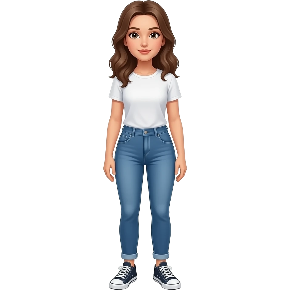 25 year old sow stand  straight wear tshirt and jeans sneakers emoji