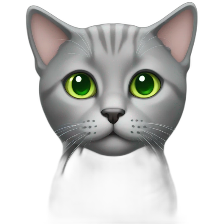 fully grey american short hair cat cute green eyes emoji