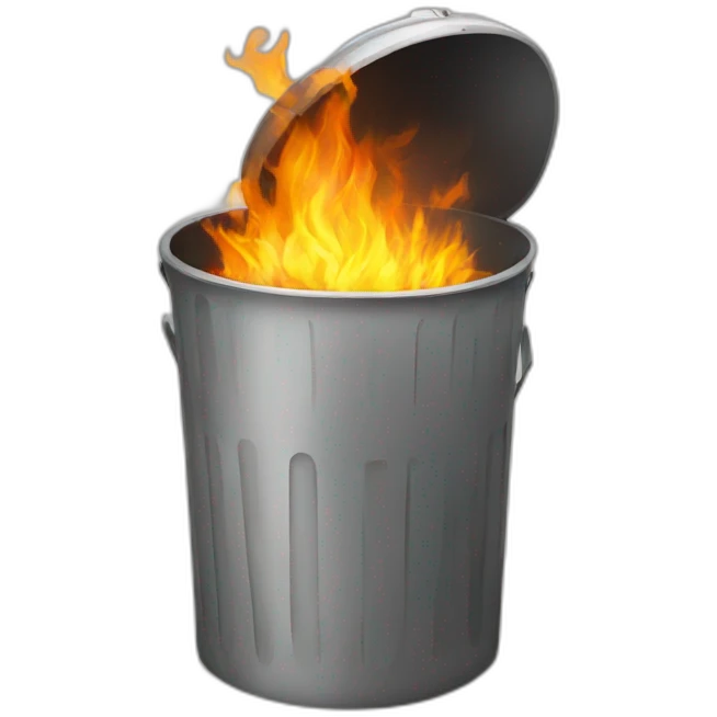 trash can on large fire emoji