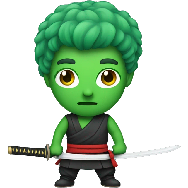 Green haired man with katana emoji