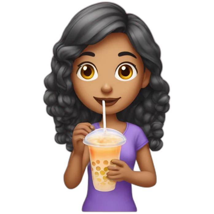 Indian Girl drinking bubble tea emoji