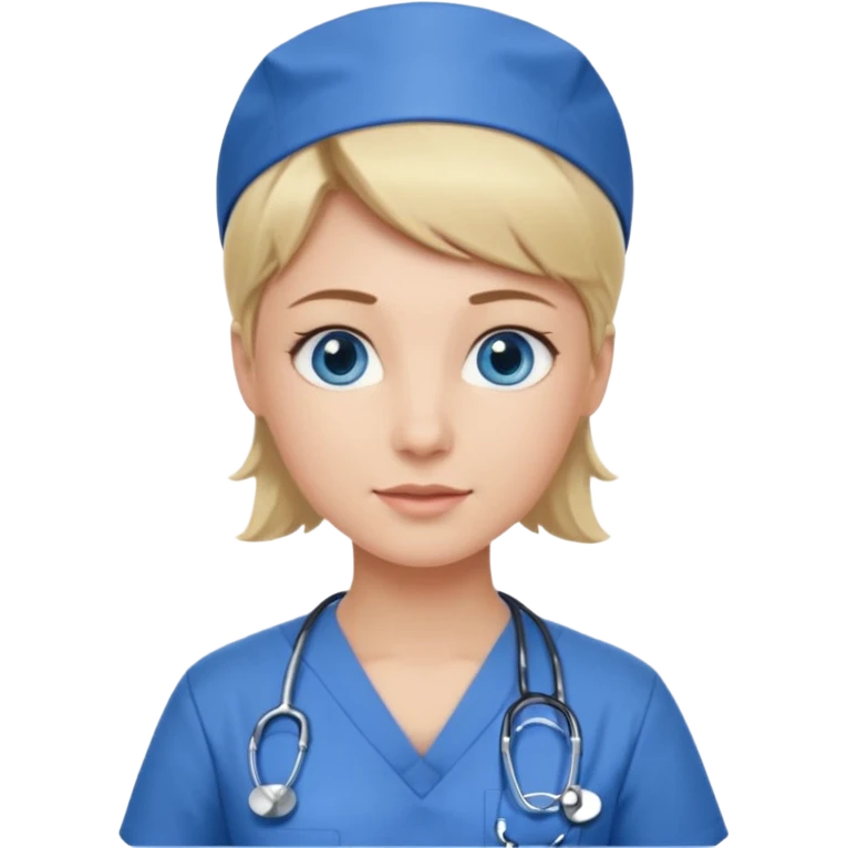 Nurse blue eyes short blond blue scrubs no hat emoji