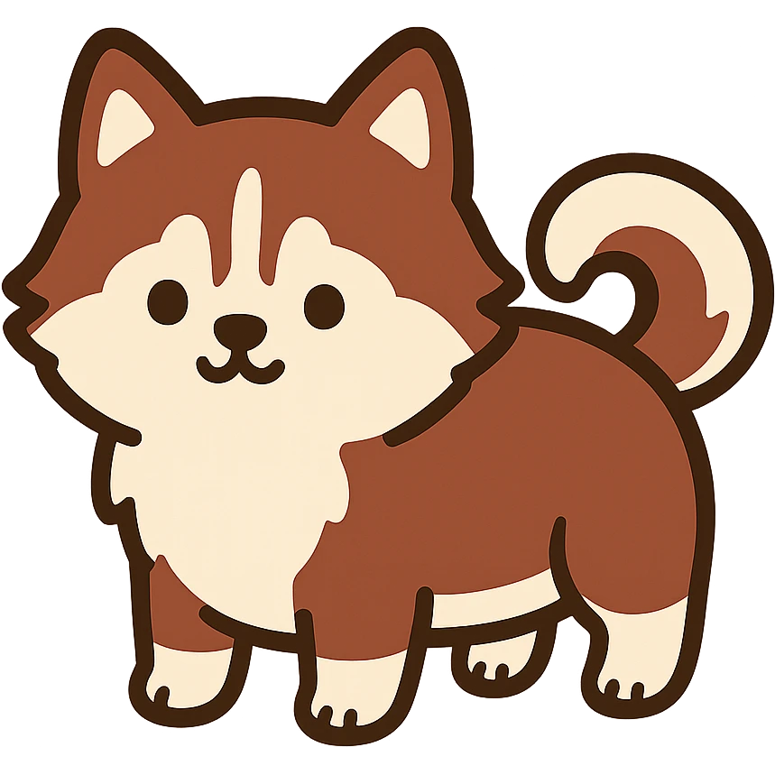 pusheen-style red siberian husky puppy emoji