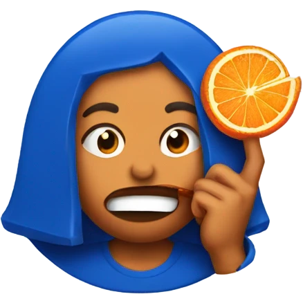 A person eats a orange candy and turn into the New York Knicks logo  emoji