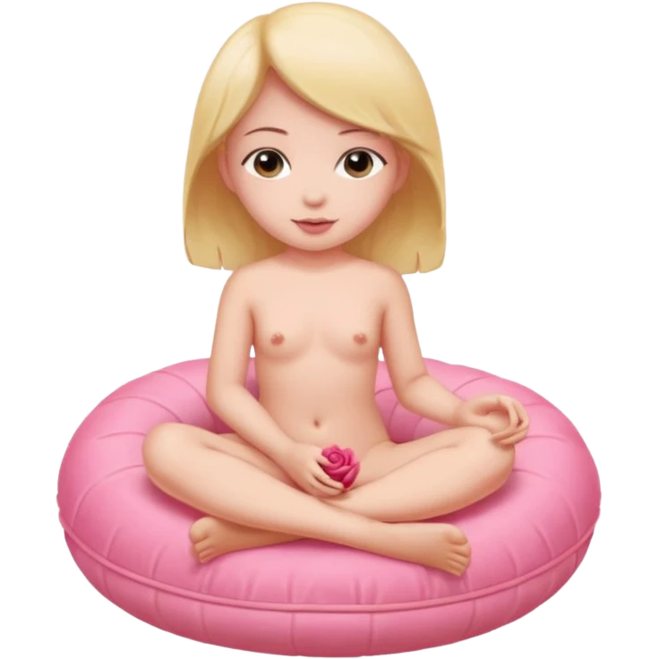 Girl naked siting on a rosetoy emoji