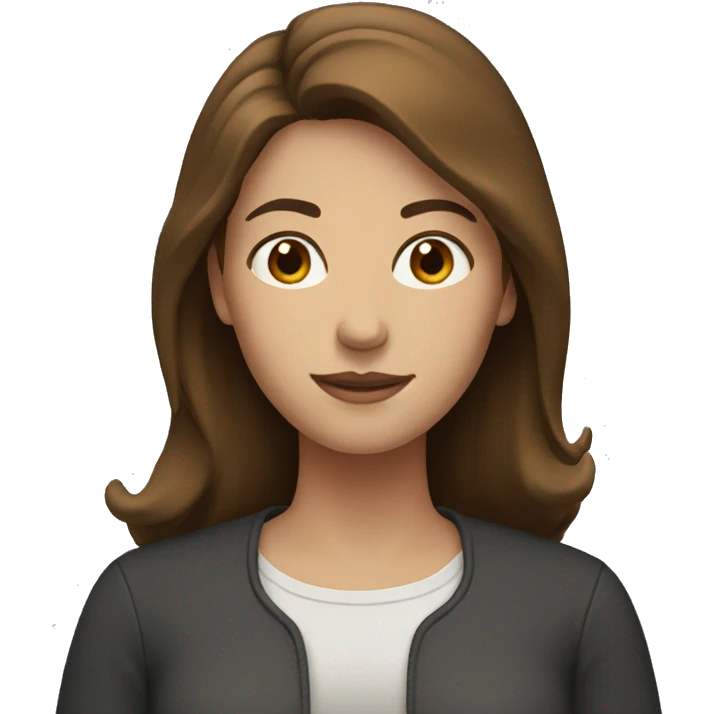 Woman with brown hair and middle part emoji