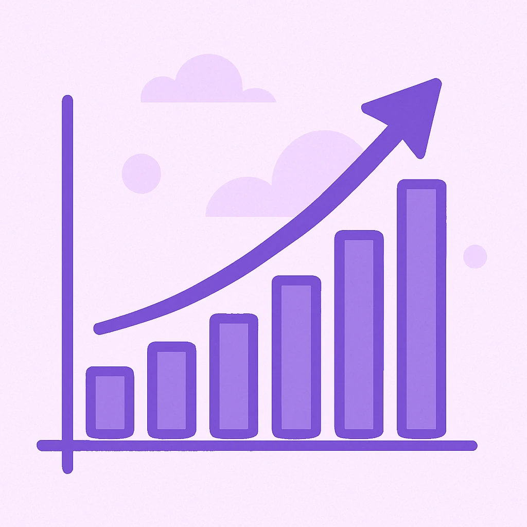 growth graph in purple, general style emoji