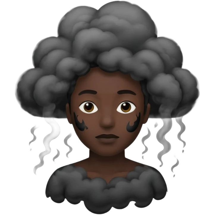 A black head covered in black smoke emoji