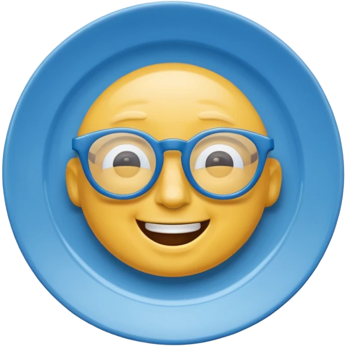 talking plate blue with glassess emoji