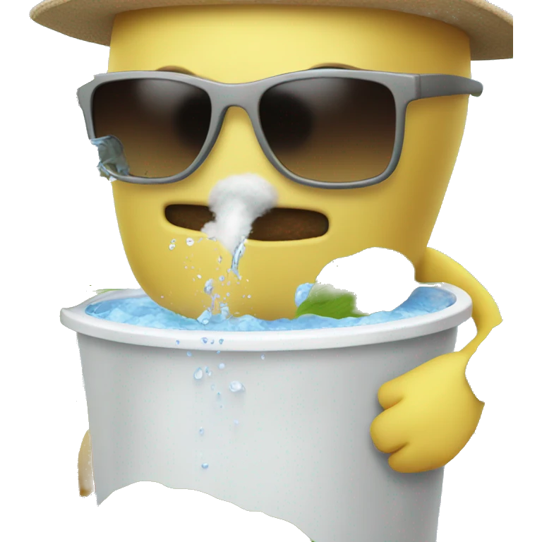 cotton plant in sunglasses is drinking water emoji