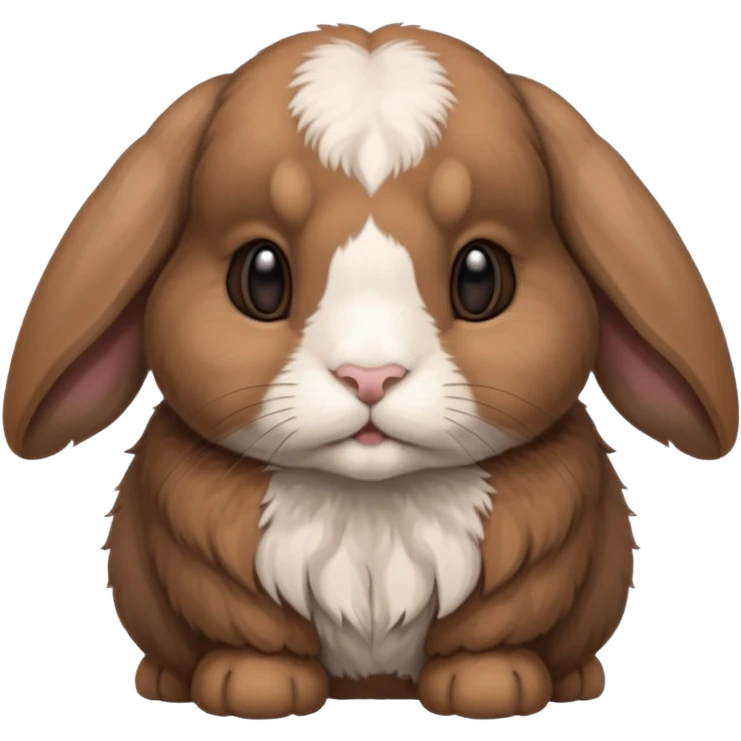 brown holland lop bunny (portrait, facing forward, iOS 17 style, happy) emoji