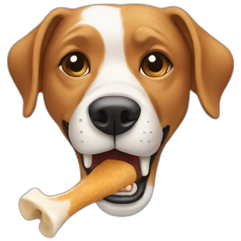 Dog eating bone emoji