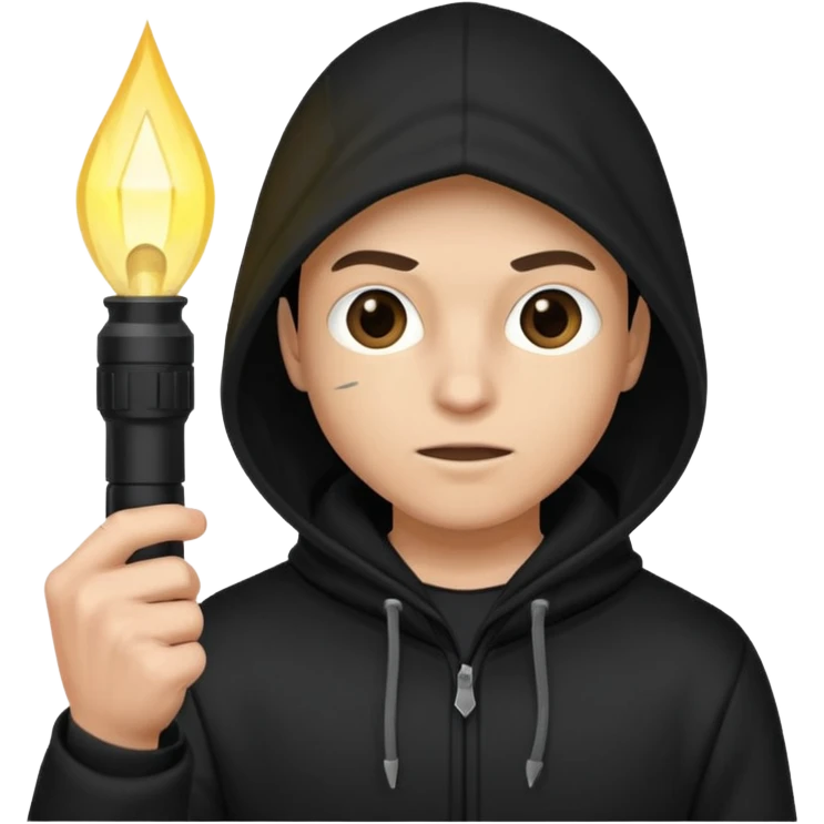 Thief with black hood and flashlight emoji