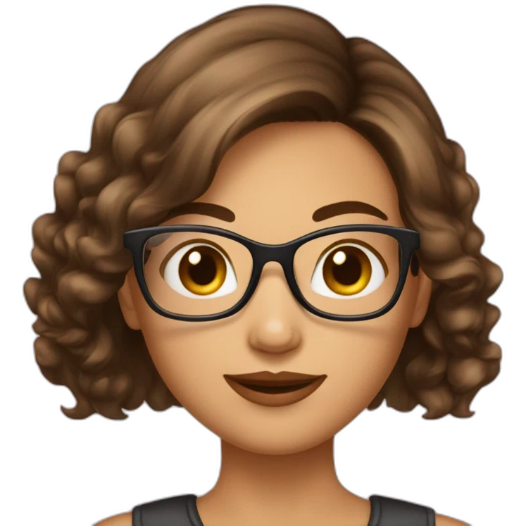 Fille a lunettes cheveux lisses brun mi-court emoji