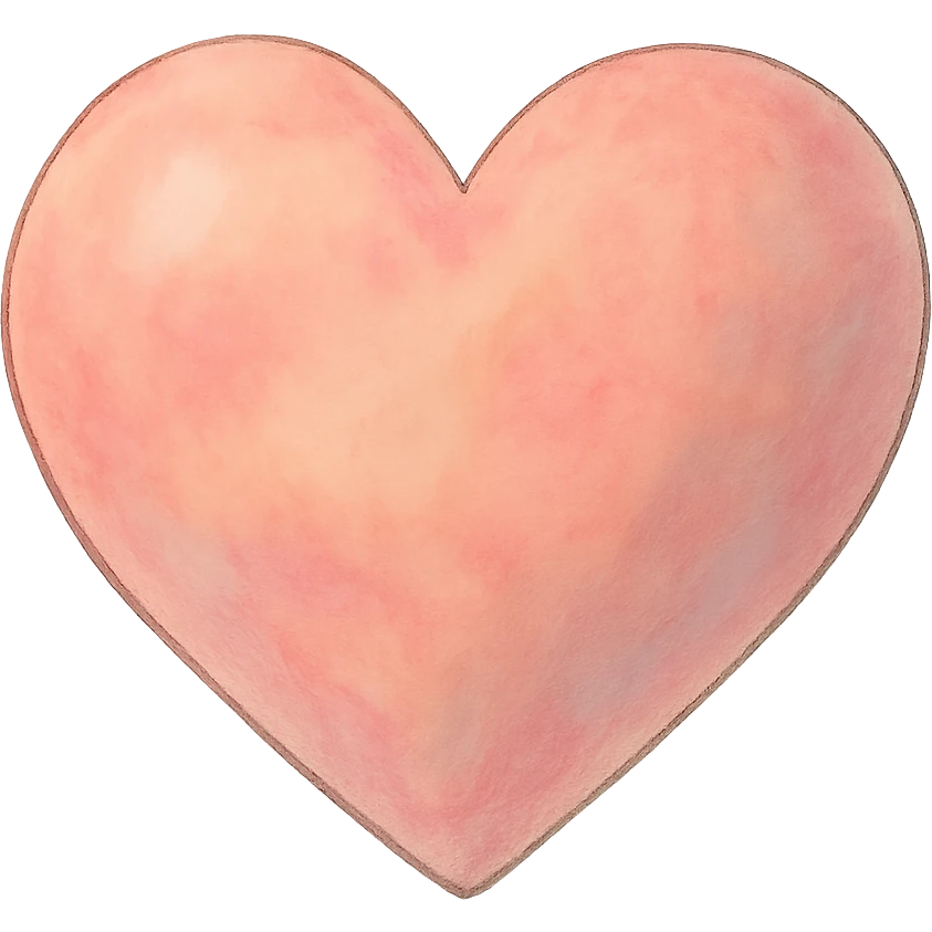 ghibli style heart with soft shading and gentle colors emoji