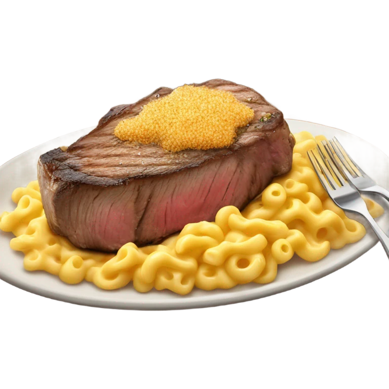steak dinner with mac n cheese emoji