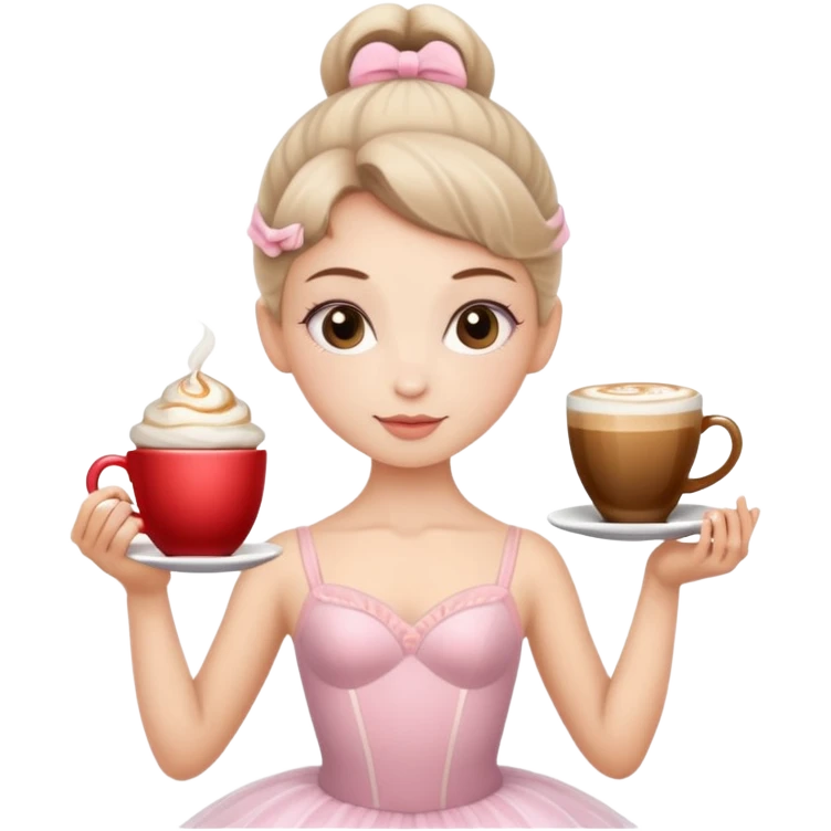 A ballerina holding a cup of cappuccino emoji