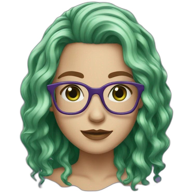 white-girl-purple-wavy-hair-green-eyes-square-glasses emoji
