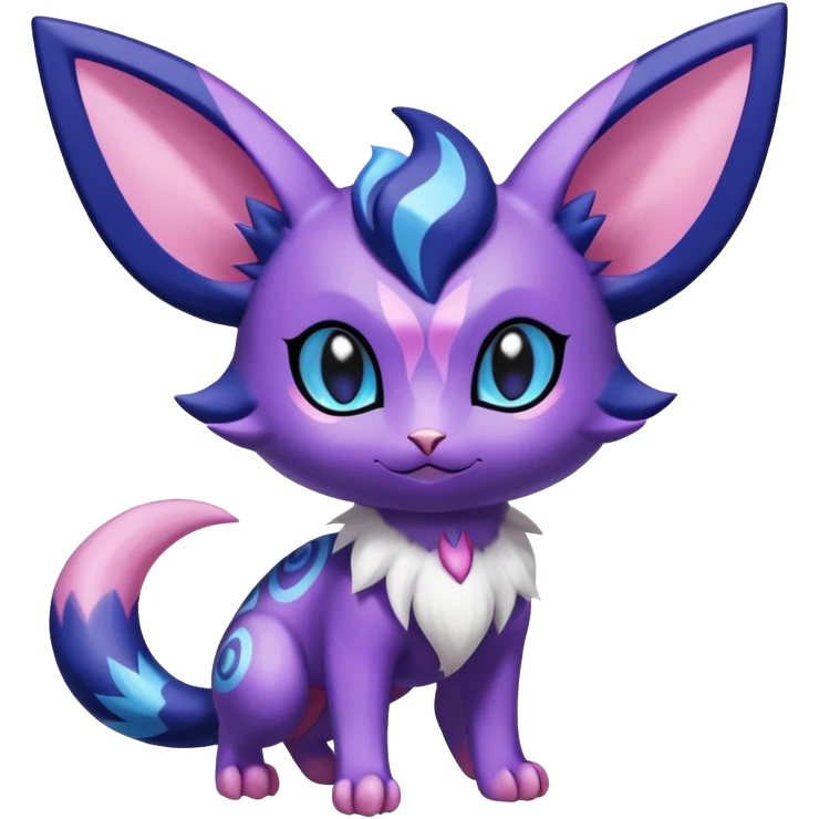 Shiny Cute Adorable Espeon-Litten-Noibat-Meowstic-Hybrid-Creature with pattern-markings emoji