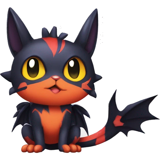 Cool Cute Edgy Chibi Noibat-Litten-Pokémon-Fakémon-hybrid emoji
