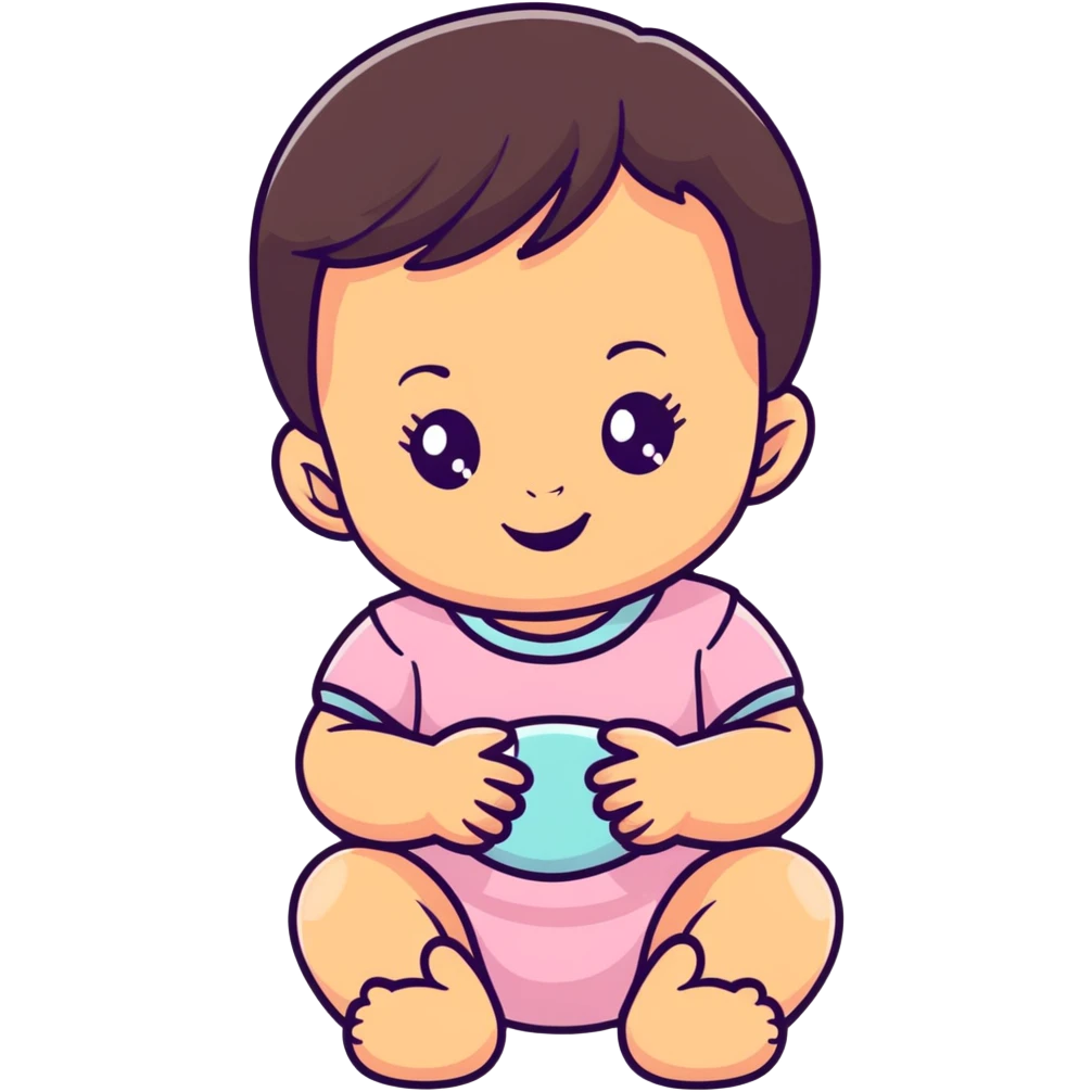 smiling baby girl with big eyes, medium skin tone, and dark hair emoji