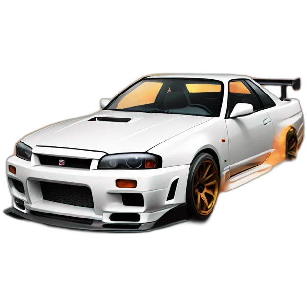 nissan skyline drifting with burnout emoji