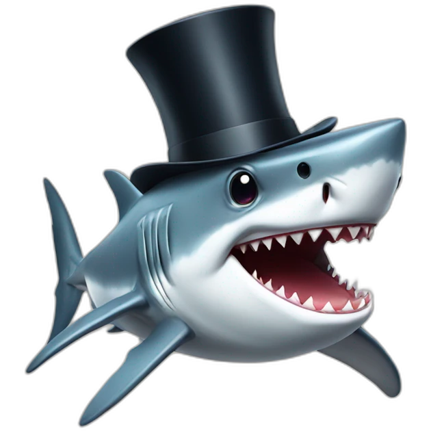 Shark with a top hat emoji
