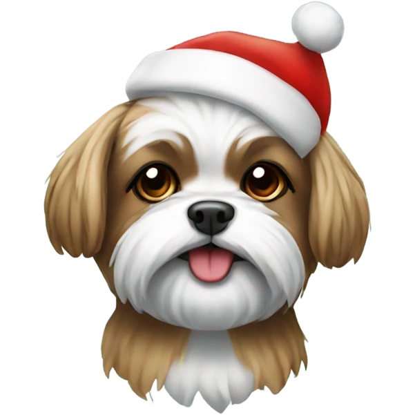 Shitzu wearing a Christmas hat emoji