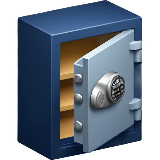 3d  isometric small safe in dark blue emoji