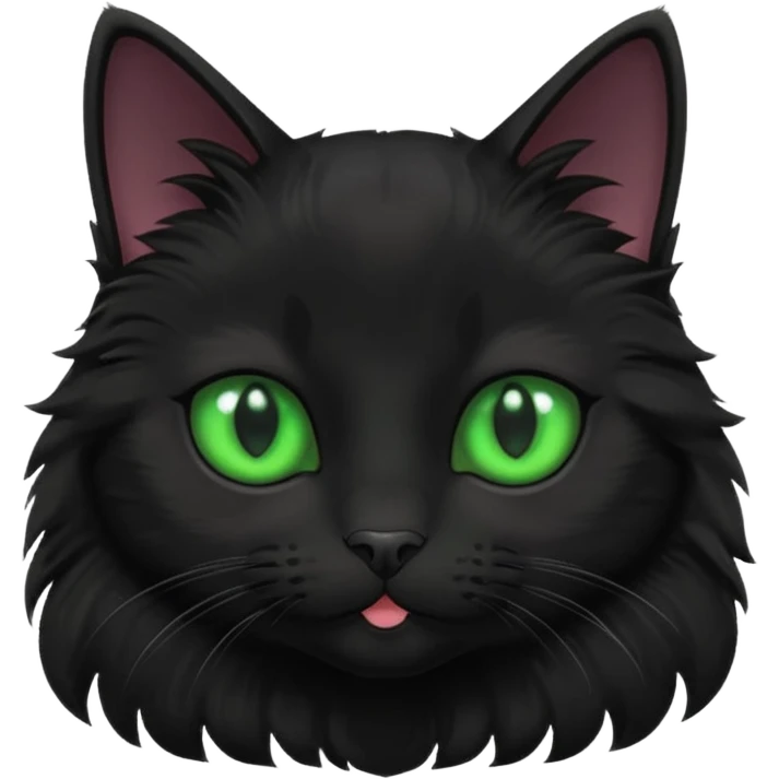 cute black cat with green eyes emoji