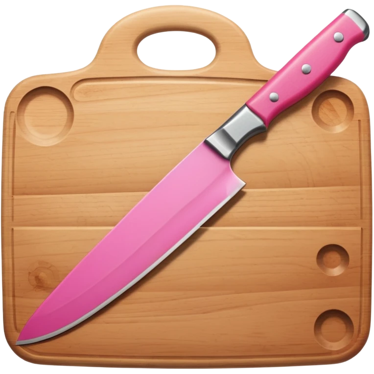 a cutting board with pink knife emoji