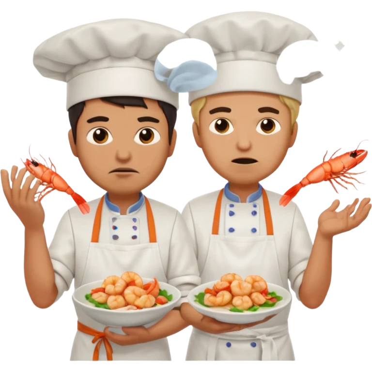 Make one of a man throwing shrimp at another guy angrily emoji
