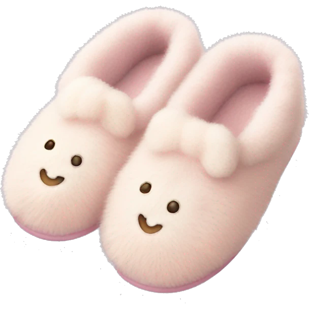 Soft, pastel-colored fuzzy slippers with design. emoji