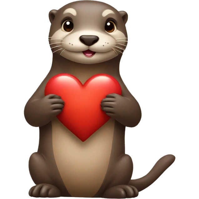 Otter holding a heart emoji