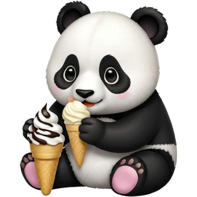 Panda eating ice cream emoji