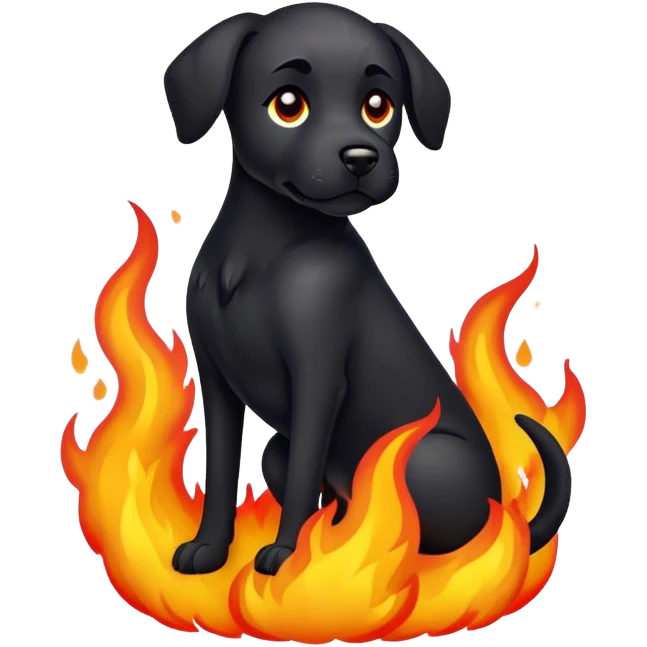 black Dog on fire emoji