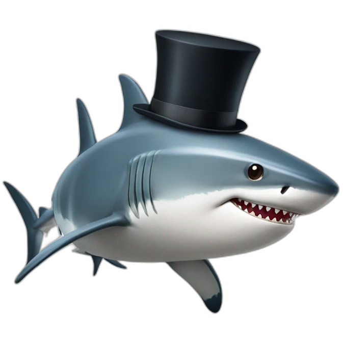 Shark with a top hat emoji