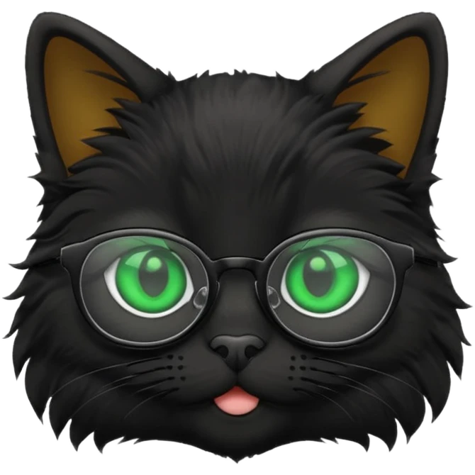 A black cat wearing glasses emoji