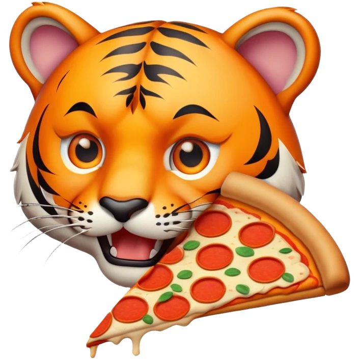 tiger face eating pizza for Twitch emote emoji