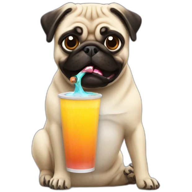 pug drinking an energy drink emoji